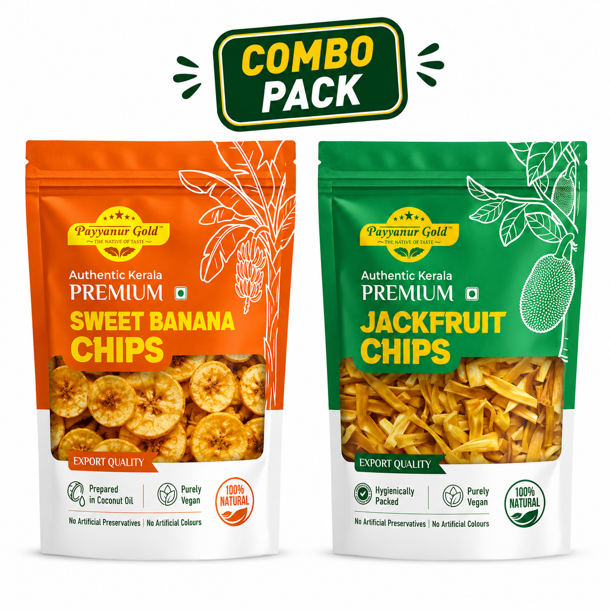 Combo Pack (Sweet Banana Chips 400g, Jackfruit Chips 400g)